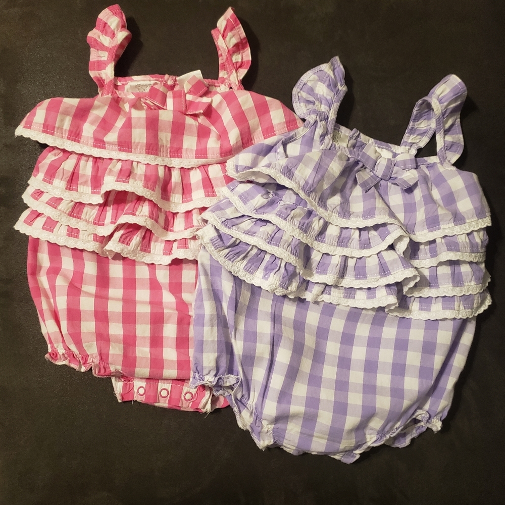 Koala Baby rompers.Size 12months.Pink/ white.Purple/white.